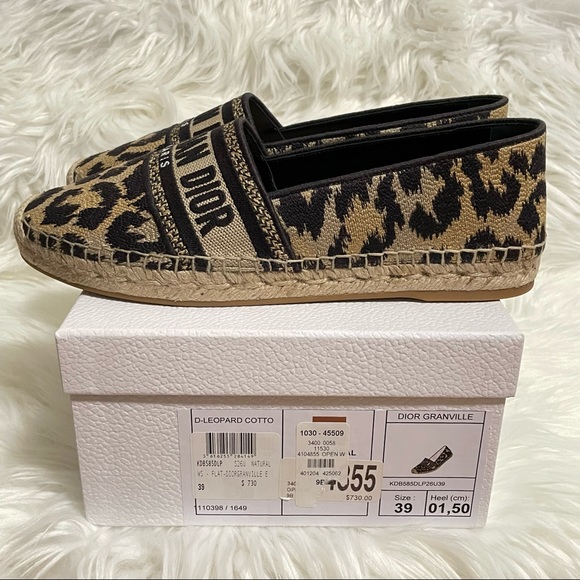 CHRISTIAN DIOR LOGO EMBROIDERED LEOPARD PRINT GRANVILLE ESPADRILLE 39 - Picture 3 of 12